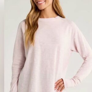 New! Relaxed Washed 2.0 Long Sleeve Slub Relaxed Tee ~ Zella LG